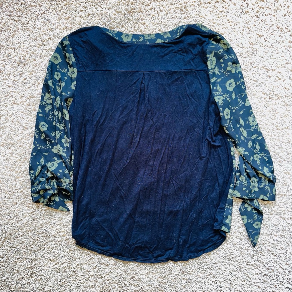 Fortune + Ivy Long Sleeve Floral V-Neck Blouse Flower Print XL - Picture 6 of 8
